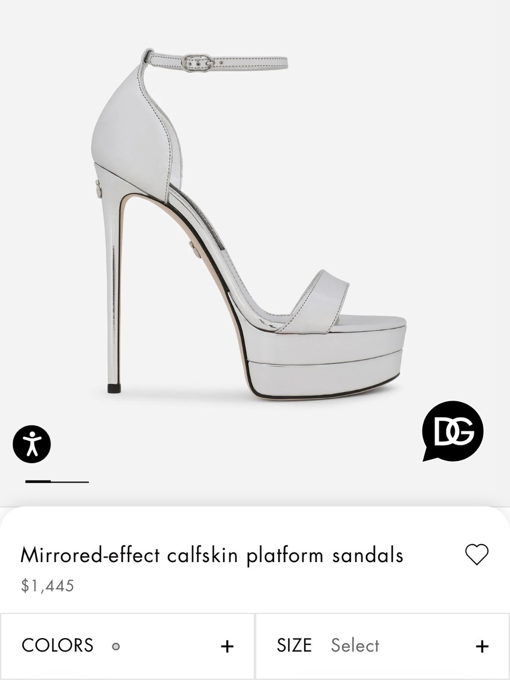 D&G White Mirrored-Effect Calfskin Platform Ankle-Strap Sandals